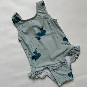 Kate Quinn Baby Swimsuit 3-6M Blue Beluga Ruffle UPF 50+ NWT